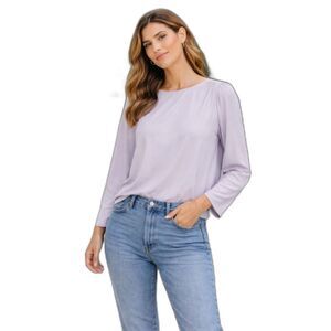 Tuckernuck Bedford Size S Blouse Top Lavender Purple Puff Long Sleeve High Low